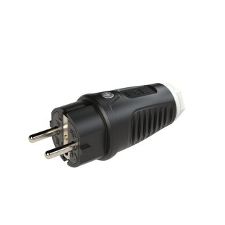 PCE Schutzkontakt Stecker Weiß IP54 Vollgummi Zwei Erdungssysteme 0522-sw